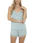 MIDNIGHT BAKERY Women's Carmelita Solid Teal Satin Camisole Set Size Medium